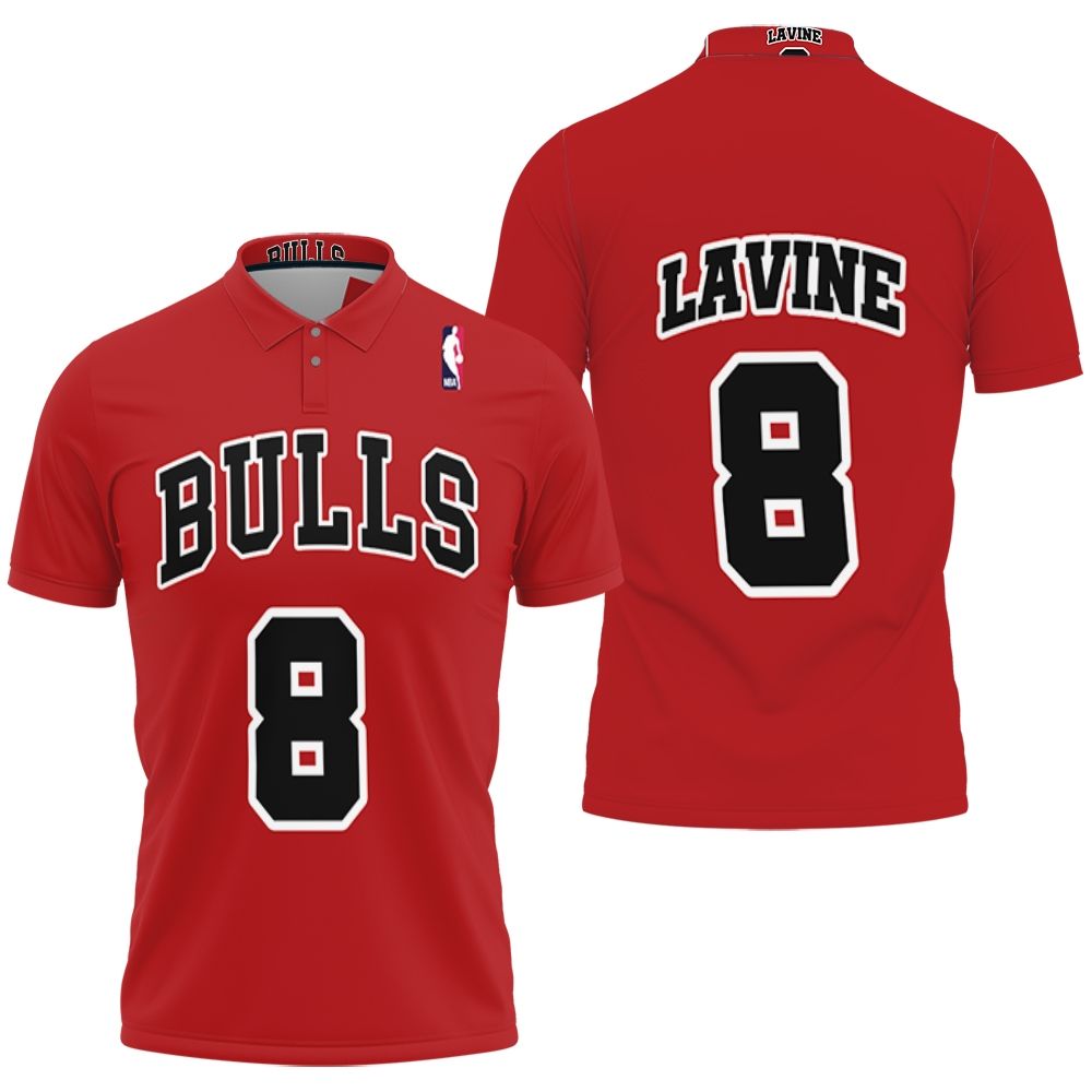 Chicago Bulls Zach Lavine #8 Nba Great Player Throwback Red Jersey Style 3D All Over Print Polo Shirt