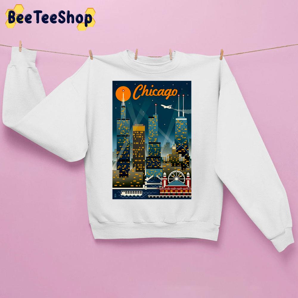 Chicago Vintage Travel Advertising Print Unisex Sweatshirt