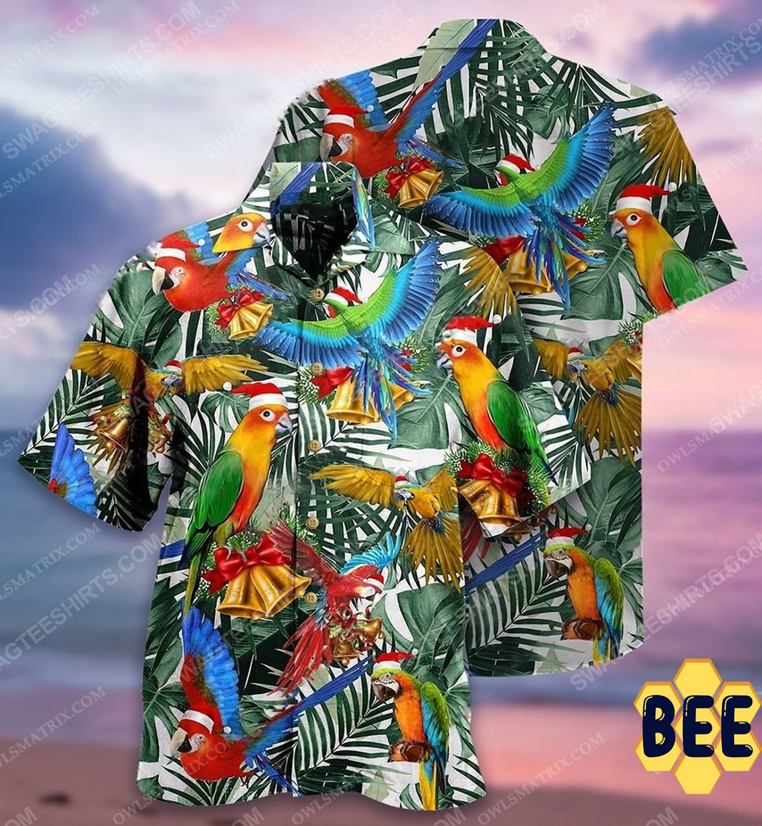 Christmas Holiday And Parrot ?full Print Trending Hawaiian Shirt