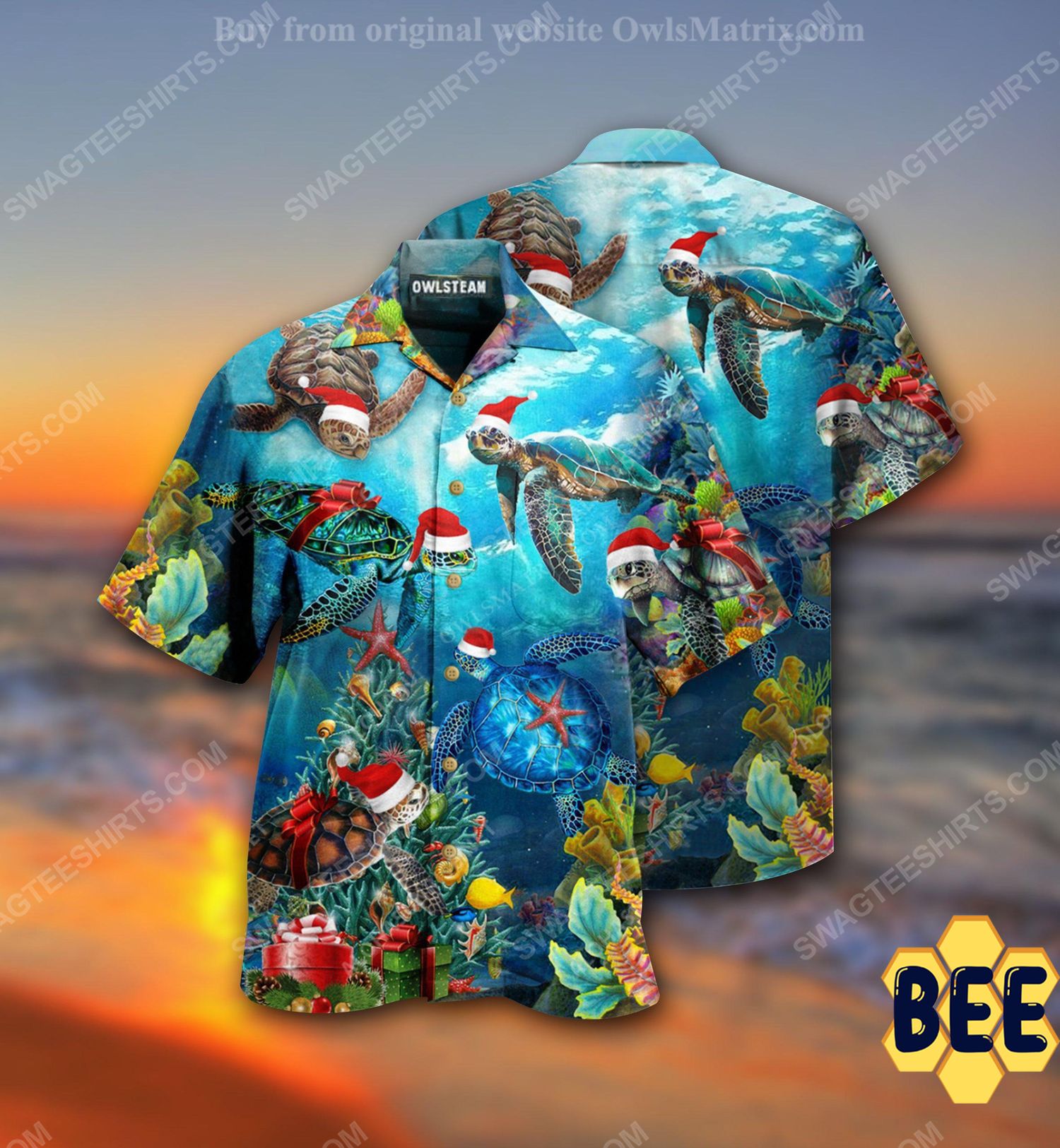 Christmas Holiday And Sea Turtle Full Print Trending Hawaiian Shirt