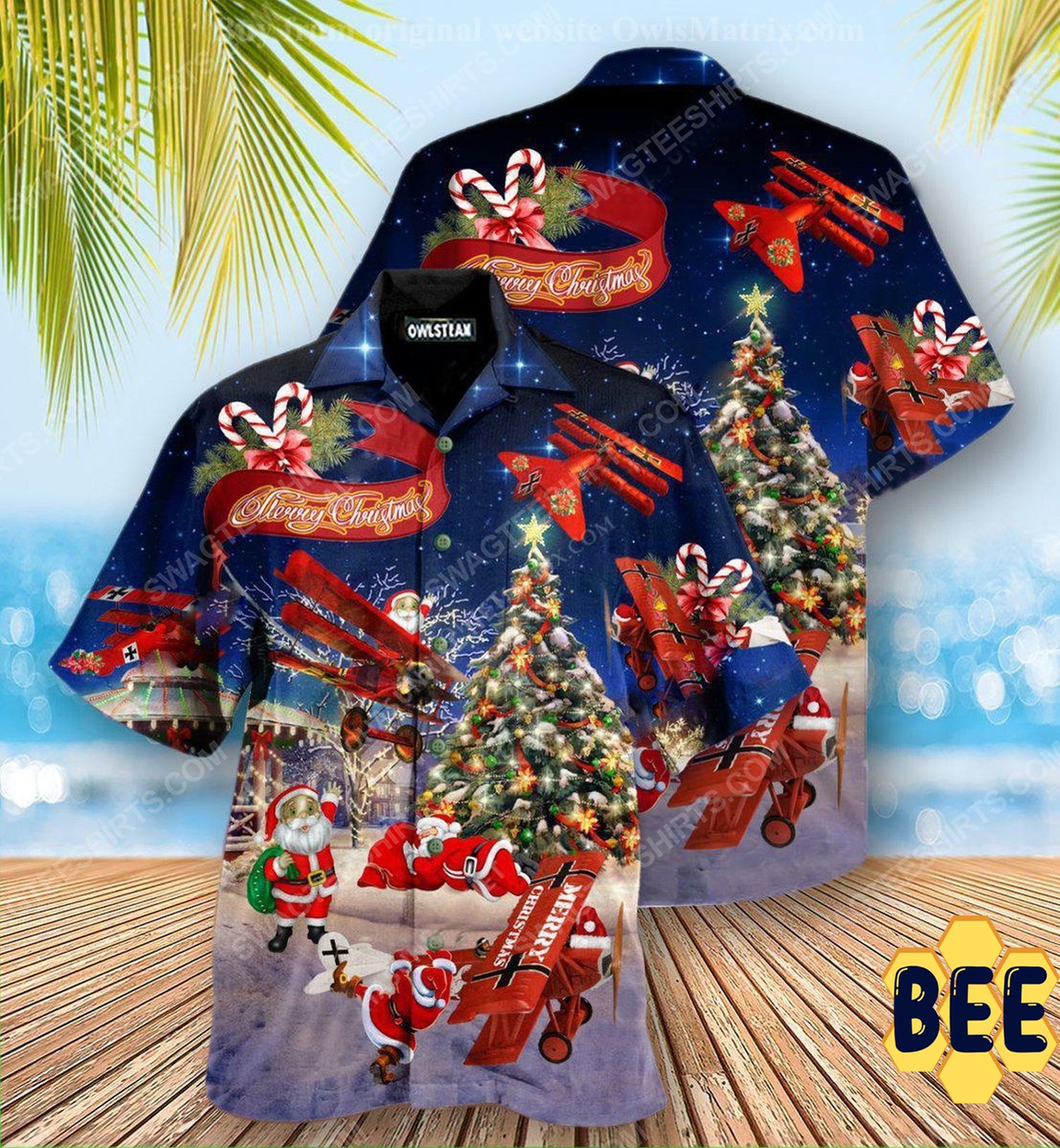 Christmas Holiday Santa Claus Riding Airplane Trending Hawaiian Shirt