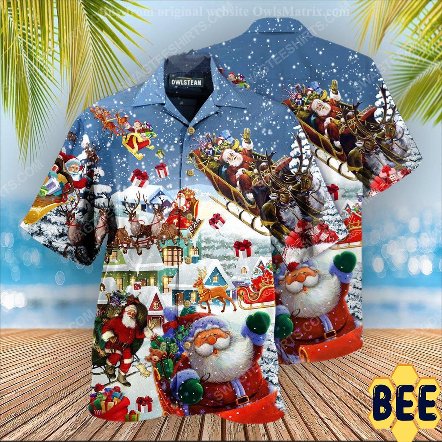 Christmas Holiday Santa’s Sleigh And Reindeer Trending Hawaiian Shirt