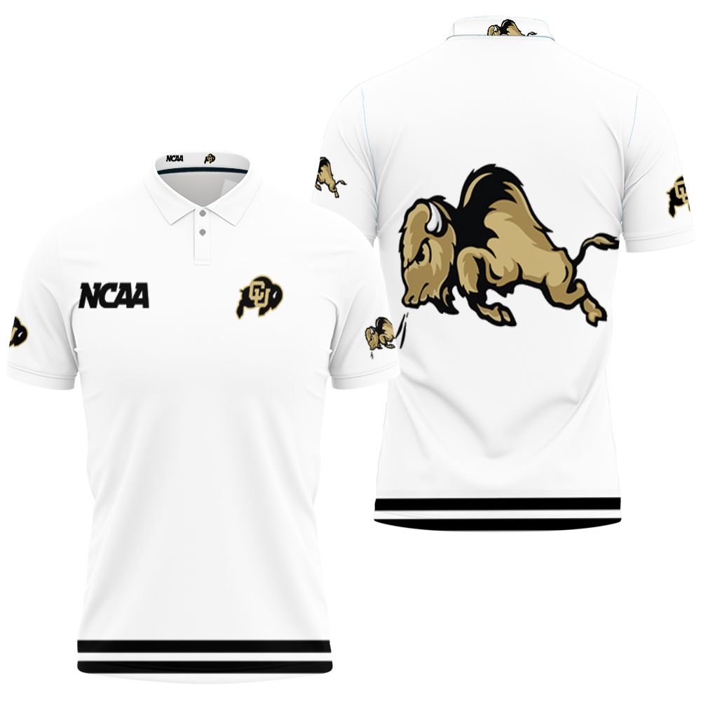 Colorado Buffaloes Ncaa Classic White With Mascot Logo 3D All Over Print Polo Shirt