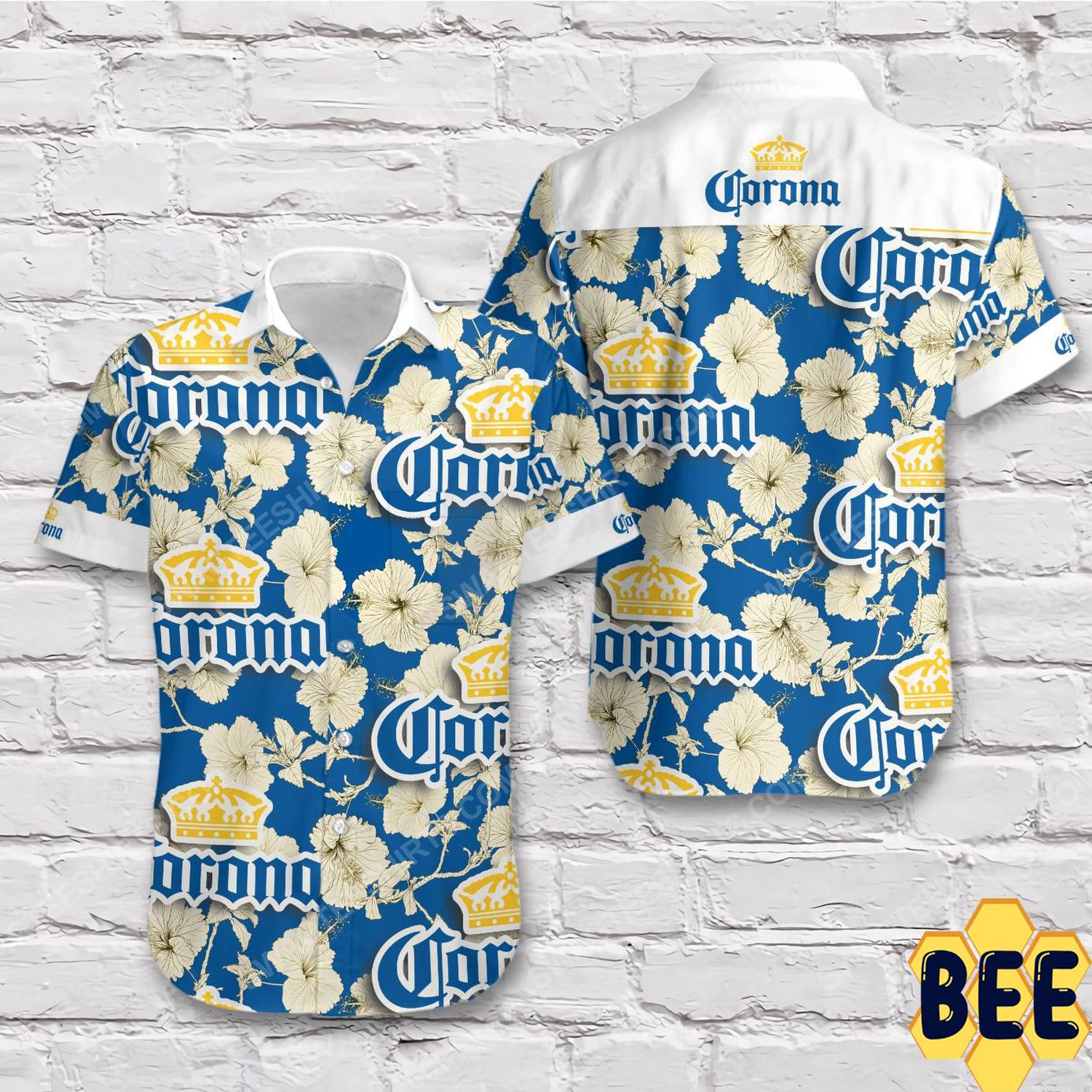 Corona Beer Blue Gold Tropical Summer Trending Hawaiian Shirt