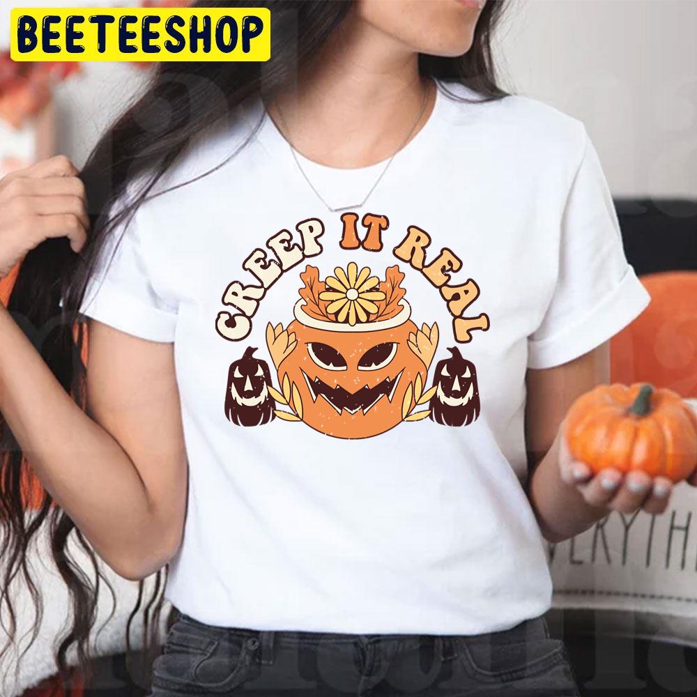 Creep It Real Pumpkin Flower Halloween Trending Unisex T-Shirt