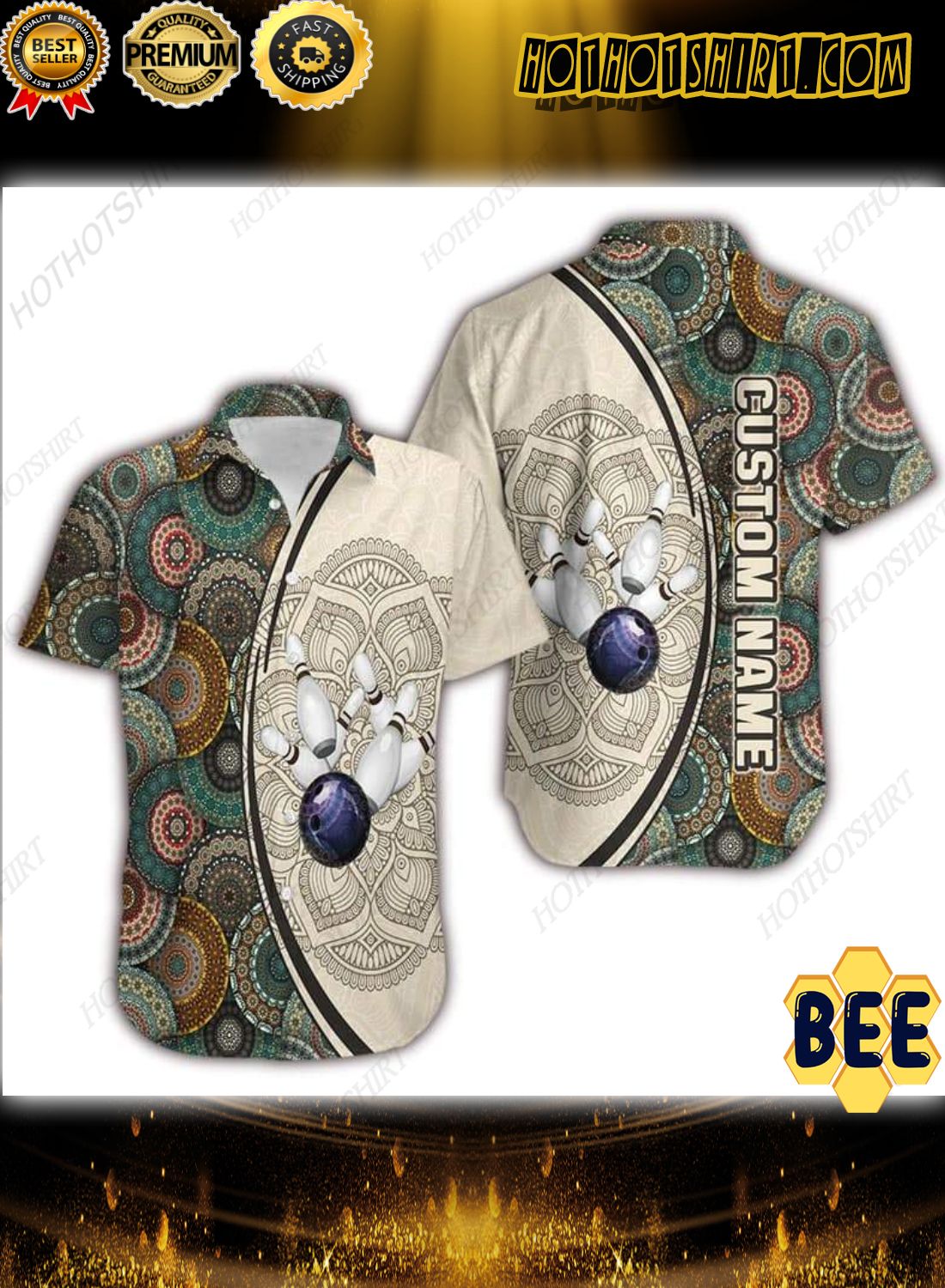 Custom Name Bowling Mandala Trending Hawaiian Shirt