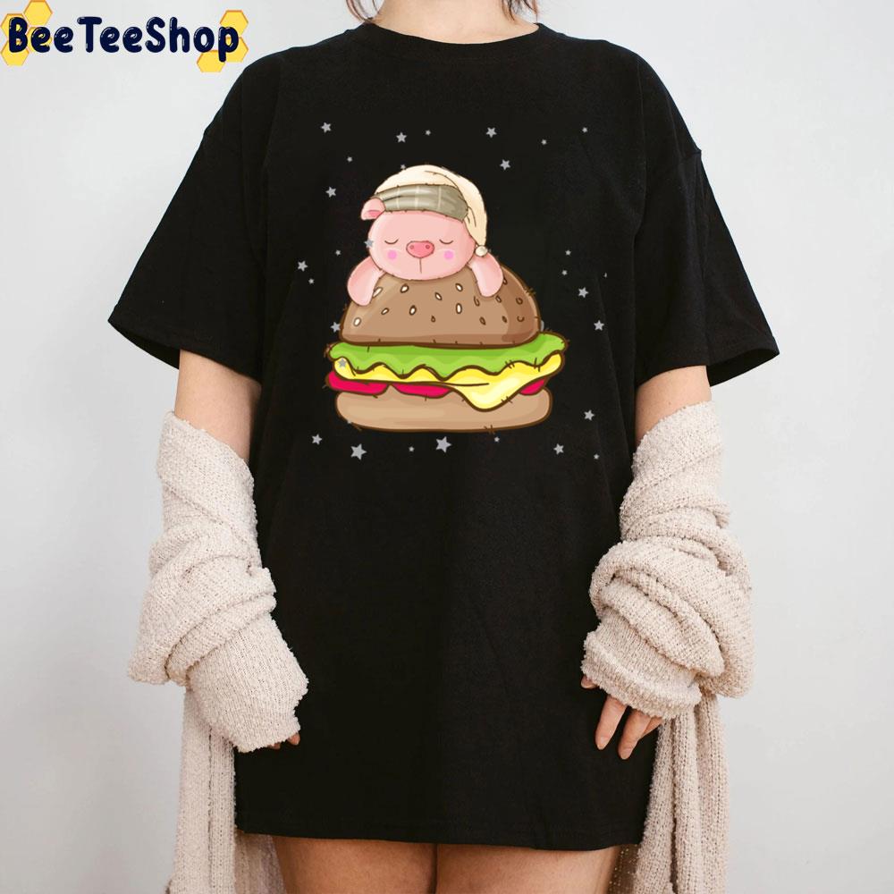 Cute Pig Sleeping On The Burger Trending Unisex T-Shirt