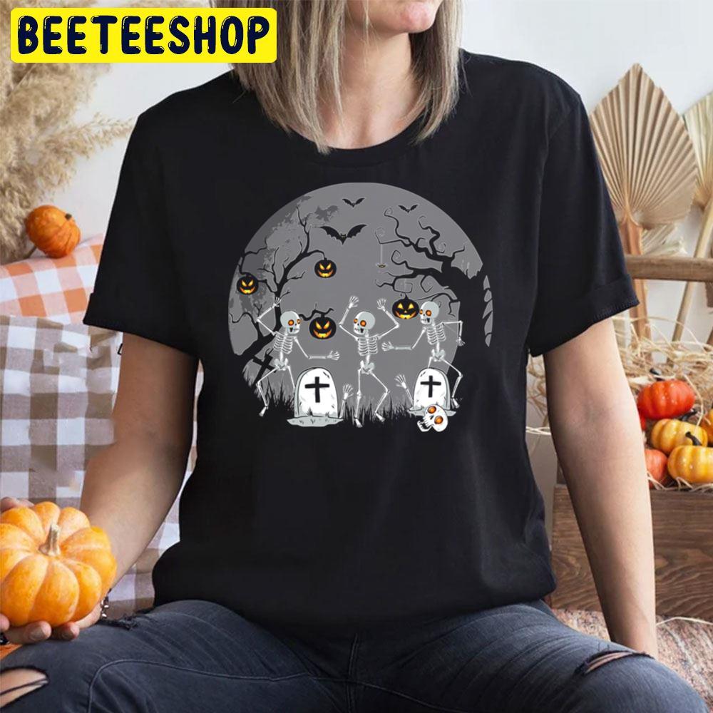 Dancing Skeletons Funny Skull Halloween Trending Unisex T-Shirt