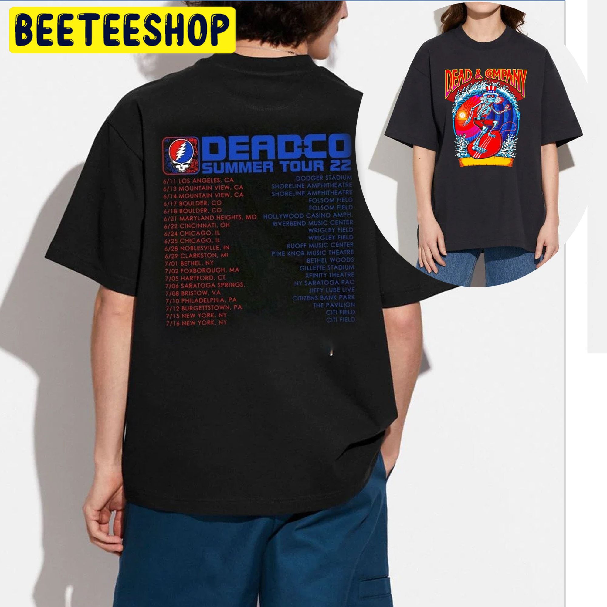 Dead And Company Tour 2022 And Date Double Sided Unsiex T-Shirt