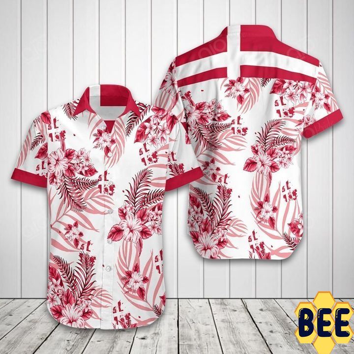 Denmark Flag Tropical Short Sleeve Trending Hawaiian Shirt