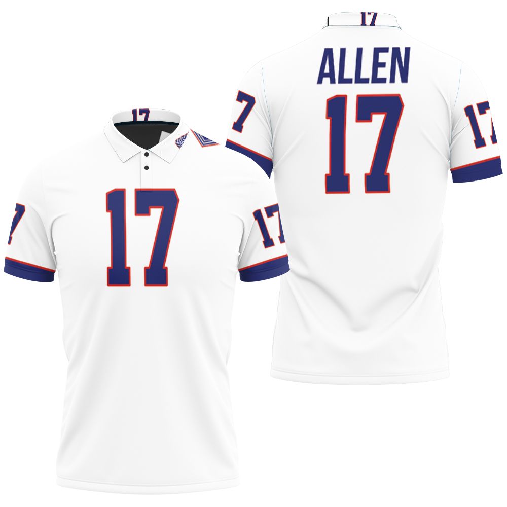 Design Buffalo Bills Josh Allen #17 Nfl Great Player American Football White Vintage  Bills Fans Polo Shirt