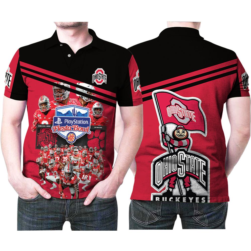 Design Ohio State Buckeyes Fiesta Bowl All Members Nfl Football Team 3D All Over Print Polo Shirt