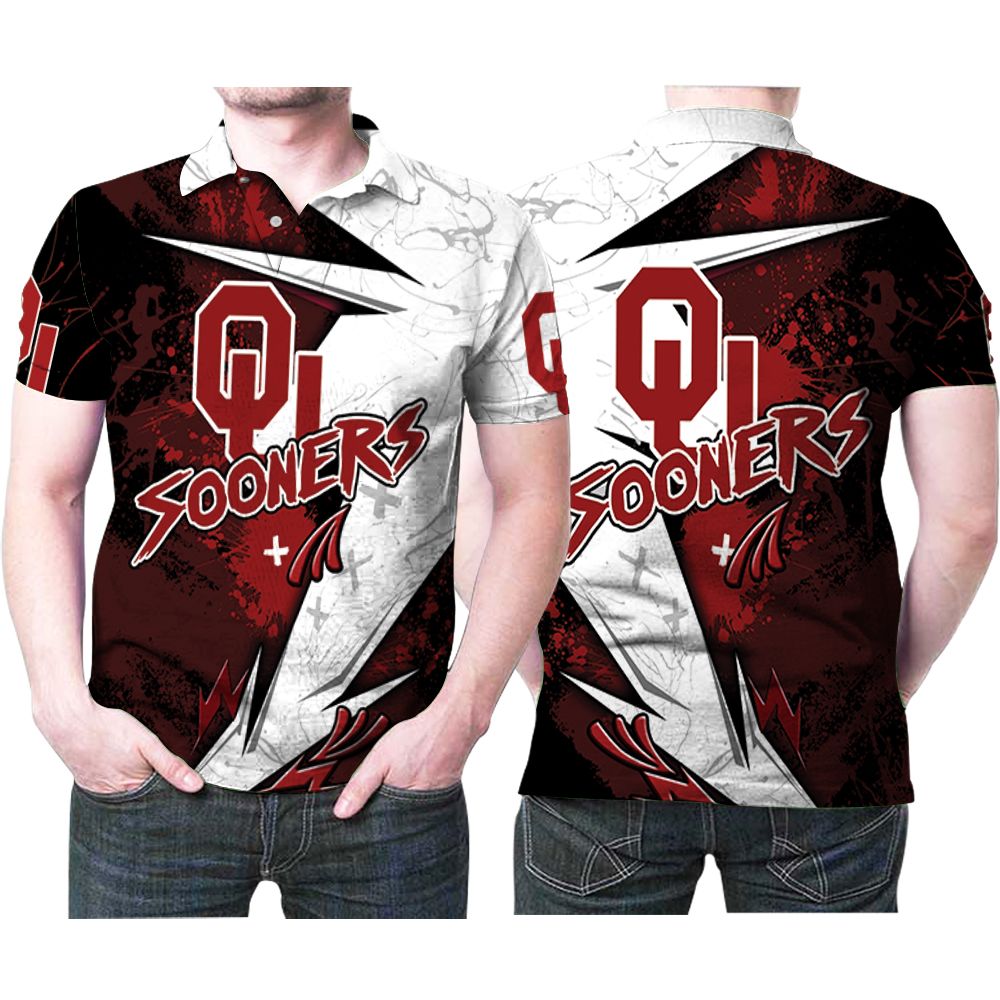 Design Oklahoma Sooners Ground Freestyle Paint Logo  Printed 3D All Over Print Polo Shirt