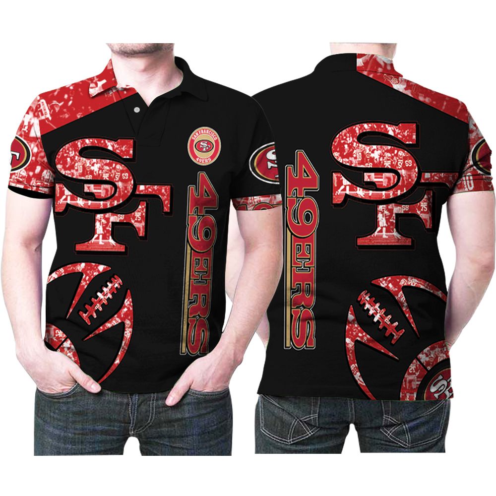 Design San Francisco 49ers Logo Ball Pattern 3D All Over Print Polo Shirt