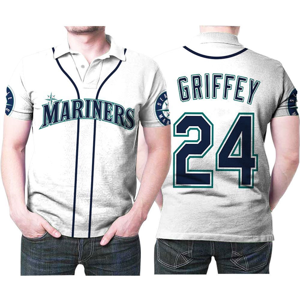 Design Seattle Mariners Ken Griffey Jr 24 Mlb Baseball Team Logo Jersey Style 3D All Over Print Polo Shirt