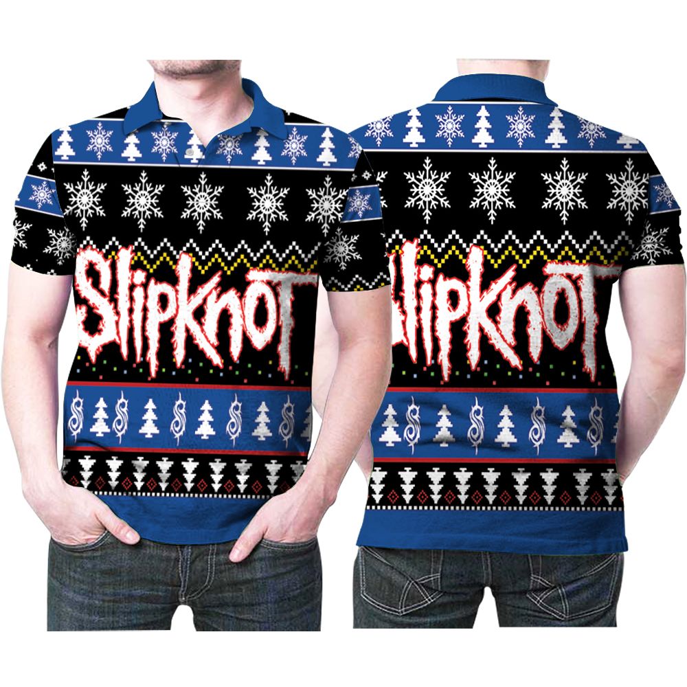 Design Slipknot Christmas Knitting Pattern Christmas 3D All Over Print Polo Shirt