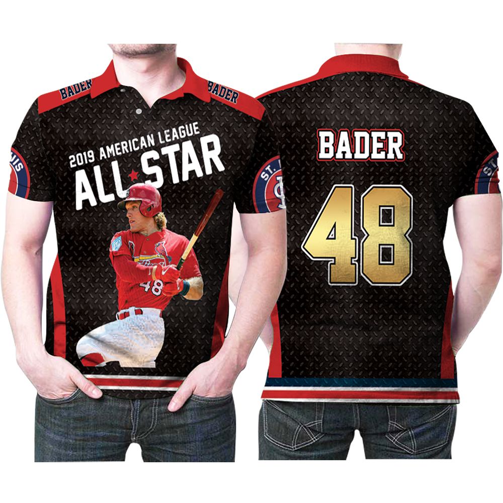 Design St Louis Cardinals Harrison Bader 48 2019 American League All Star Mlb Polo Shirt