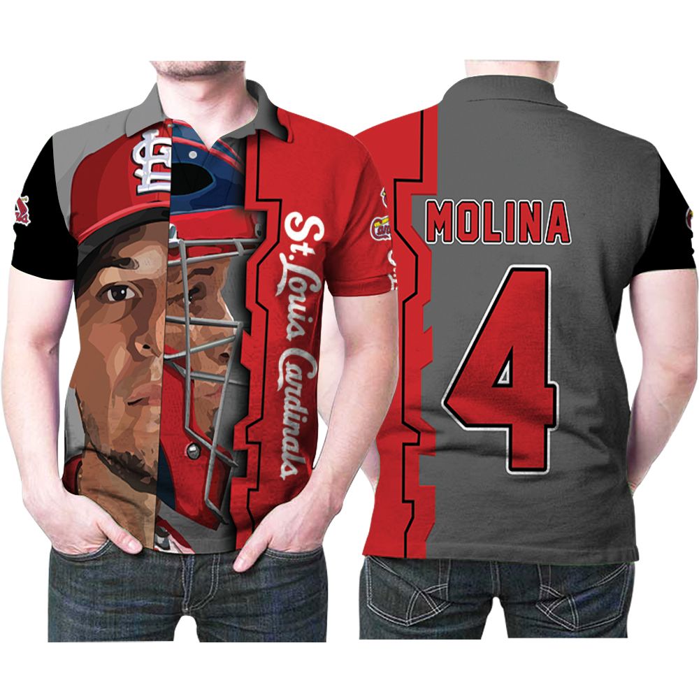 Design St Louis Cardinals Yadier Molina 3 Legend Split Face Mlb Baseball Team Polo Shirt