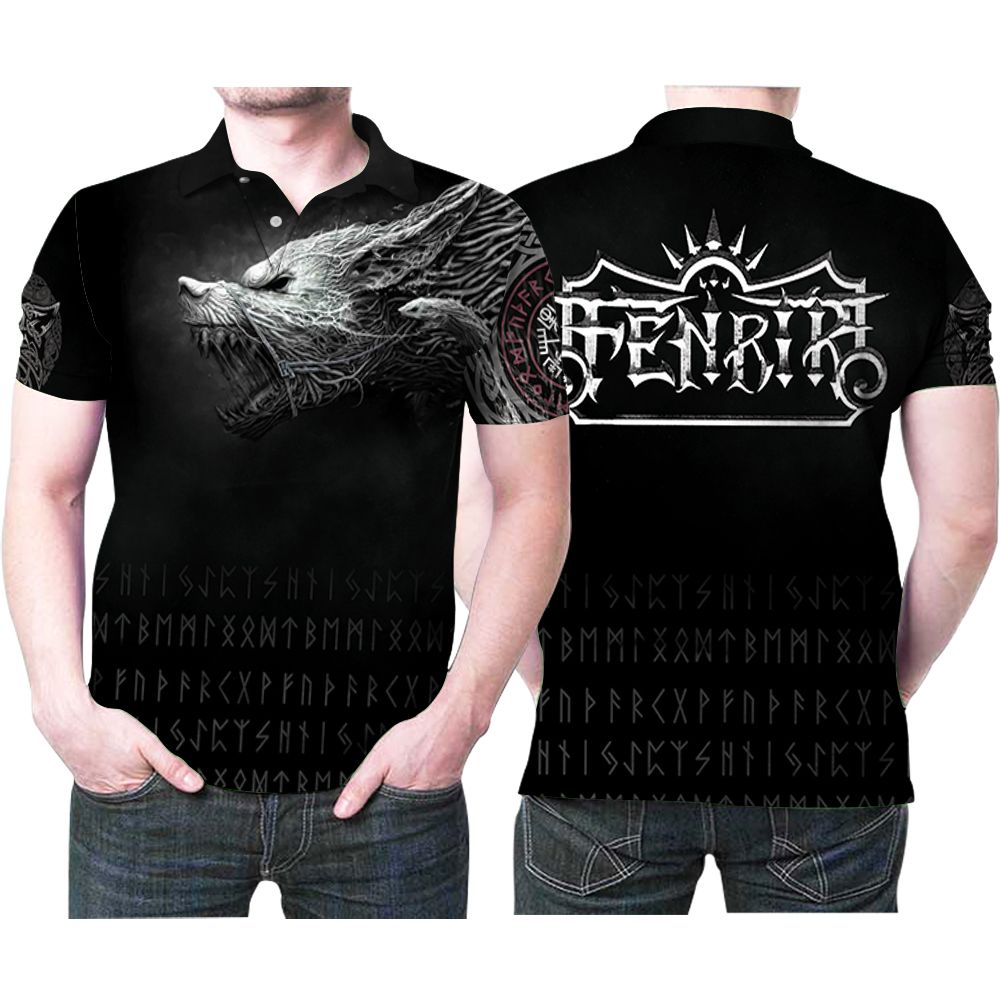 Design Vikings Fenrir Giant Wolf Norse Mythology 3D All Over Print Polo Shirt