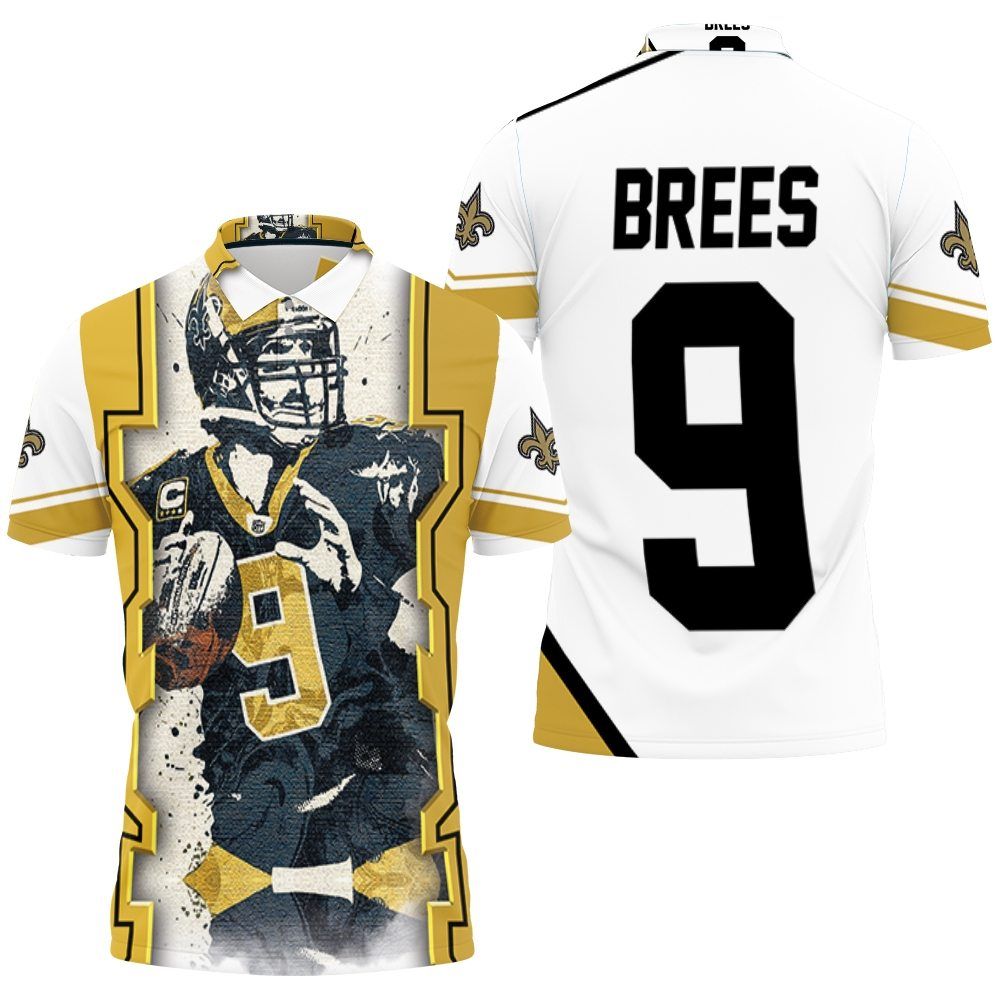 Drew Brees New Orleans Saints Paint Style 3D All Over Print Polo Shirt