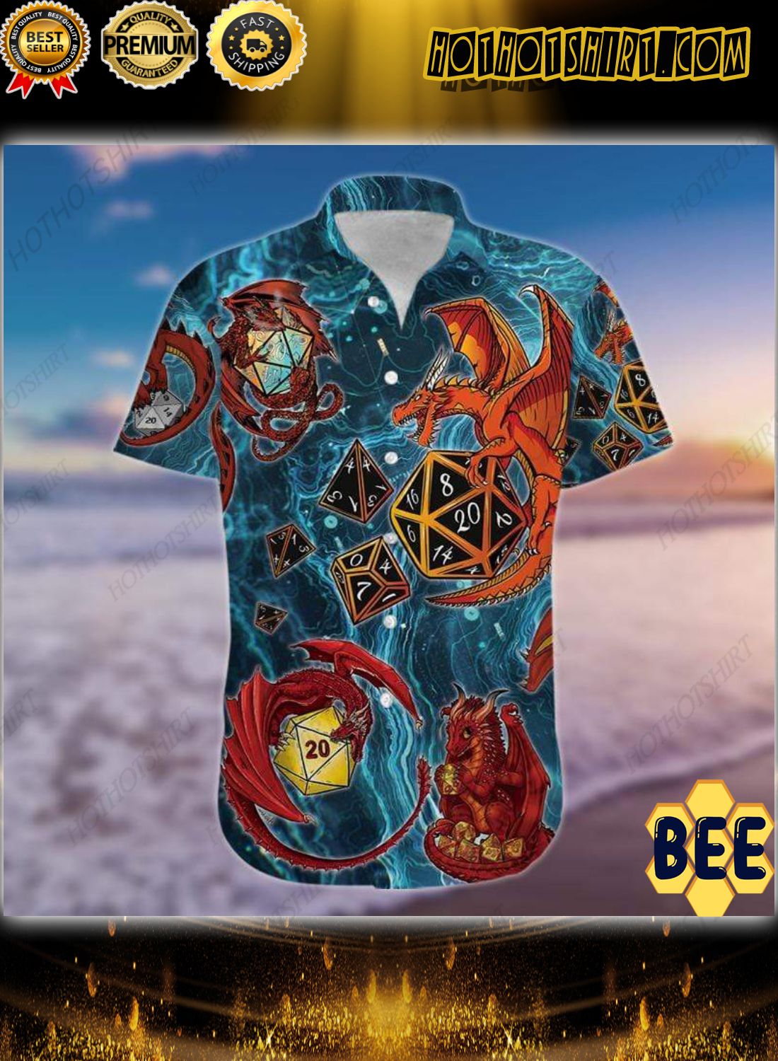 Dungeons Dragon Playing Dice Blue Trending Hawaiian Shirt