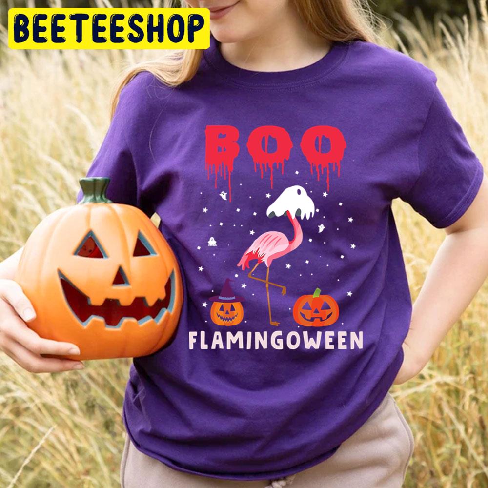 Flamingo Boo Ghost Funny Flamingoween Trending Unisex T-Shirt