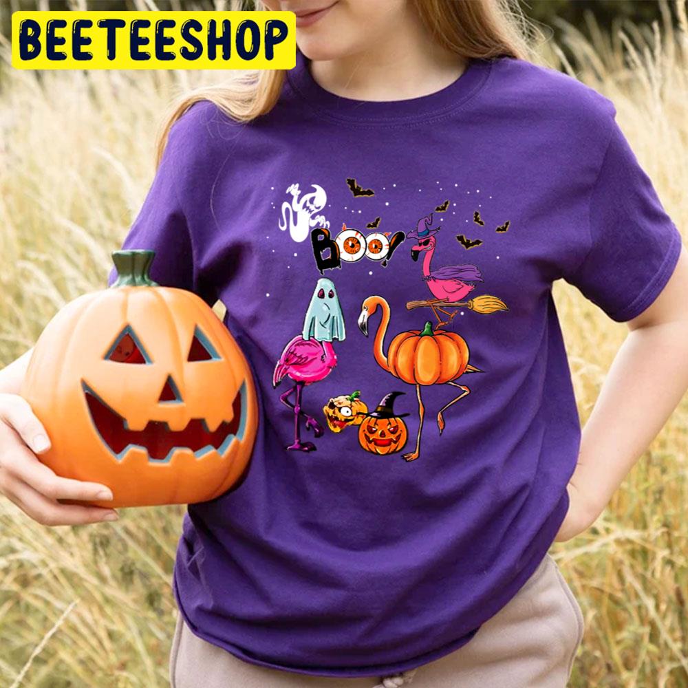 Flamingo Witch Boo Halloween Funny Trending Unisex T-Shirt