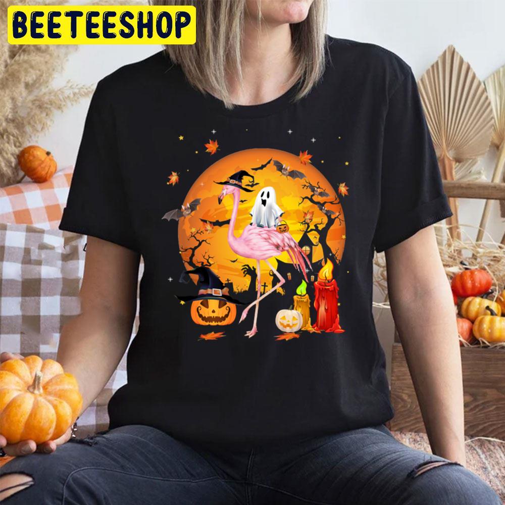 Flamingo Witch Ghost Halloween Trending Unisex T-Shirt