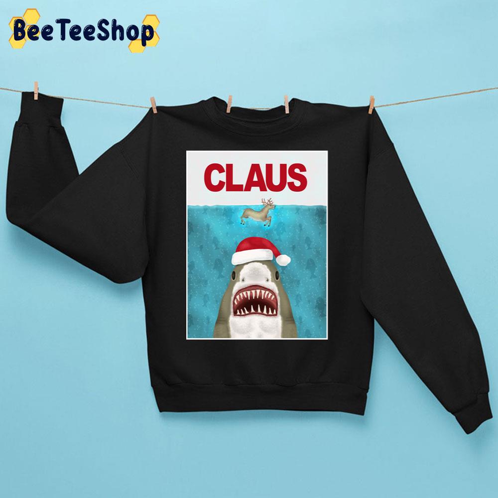 Funny Christmas Santa Claus Shark Reindeer Humor Jaws Style Trending Unisex Sweatshirt