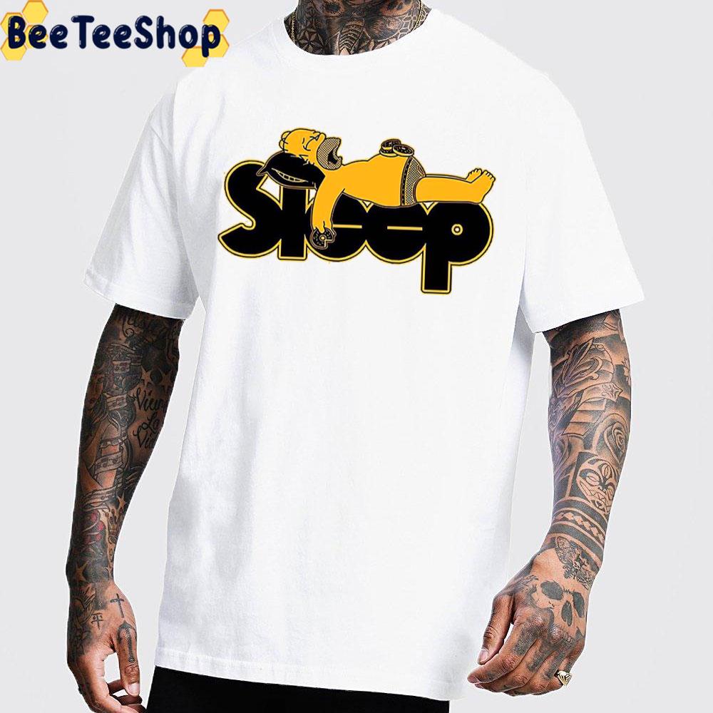 Funny Homer Simpson Sleepiing In The Sleep Band Logo Unisex T-Shirt