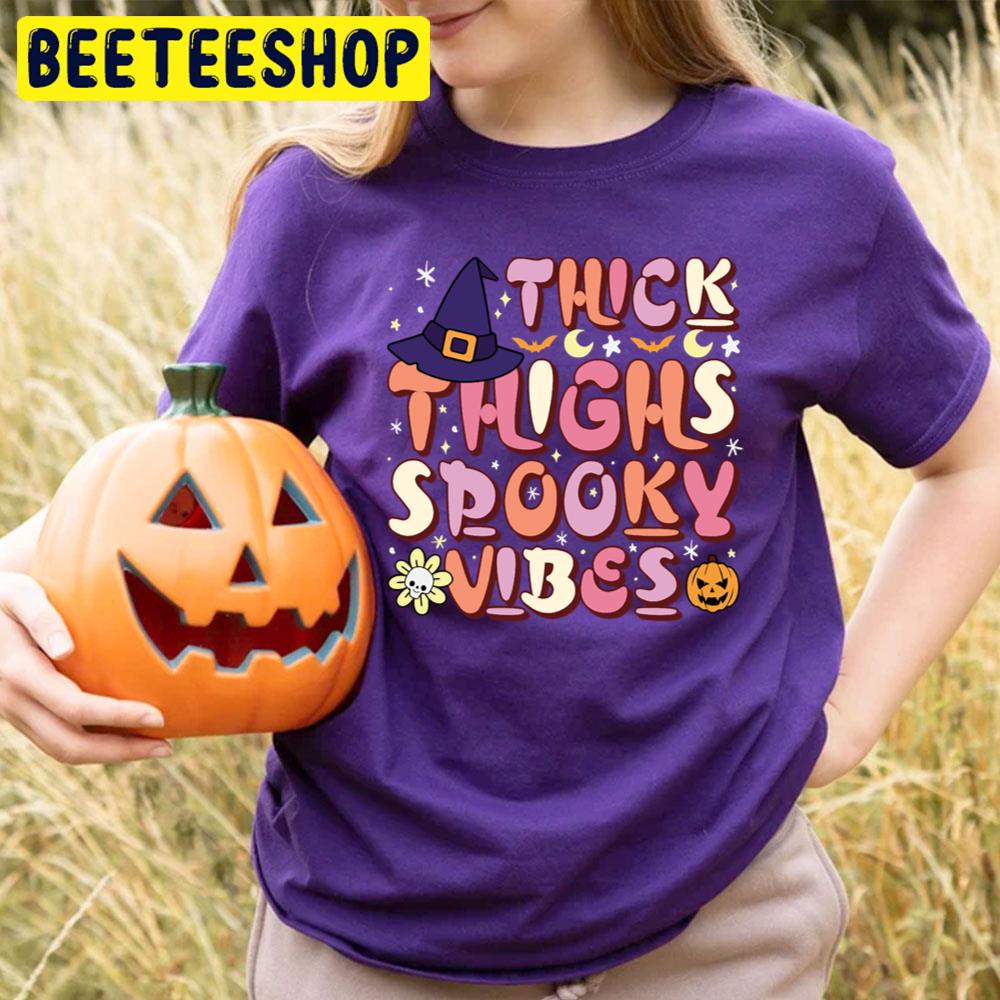 Funny Retro Thick Thighs Spooky Vibes Halloween Trending Unisex T-Shirt