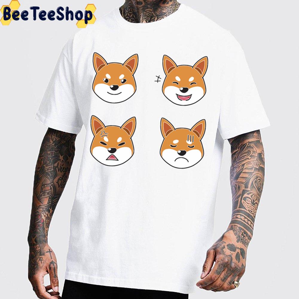 Funny Shiba Inu Dog Cartoon Faces Trending Unisex T-Shirt