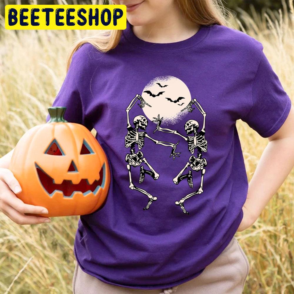 Funny Skeleton Dancing Under Moon Halloween Trending Unisex T-Shirt