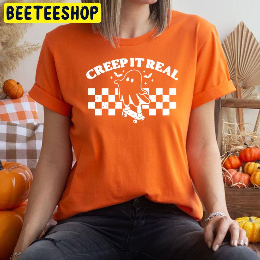 Ghost Boy Creep It Real Skateboarding Fall Season Halloween Trending Unisex T-Shirt