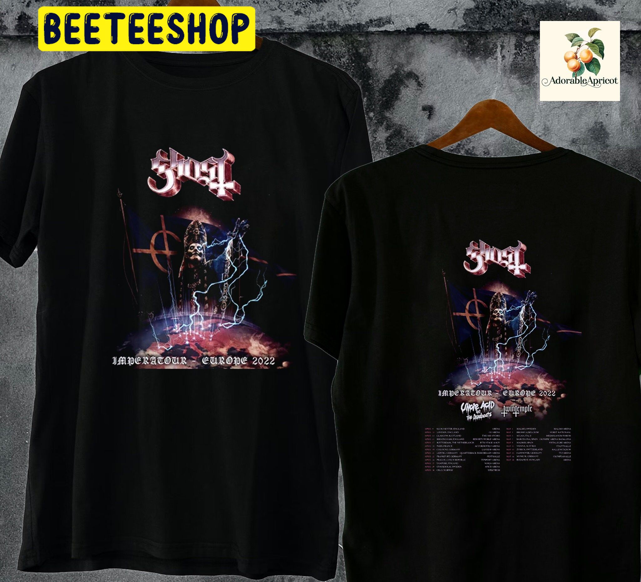 Ghost Imperatour Europe Tour 2022 And Date Double Sided Unsiex T-Shirt