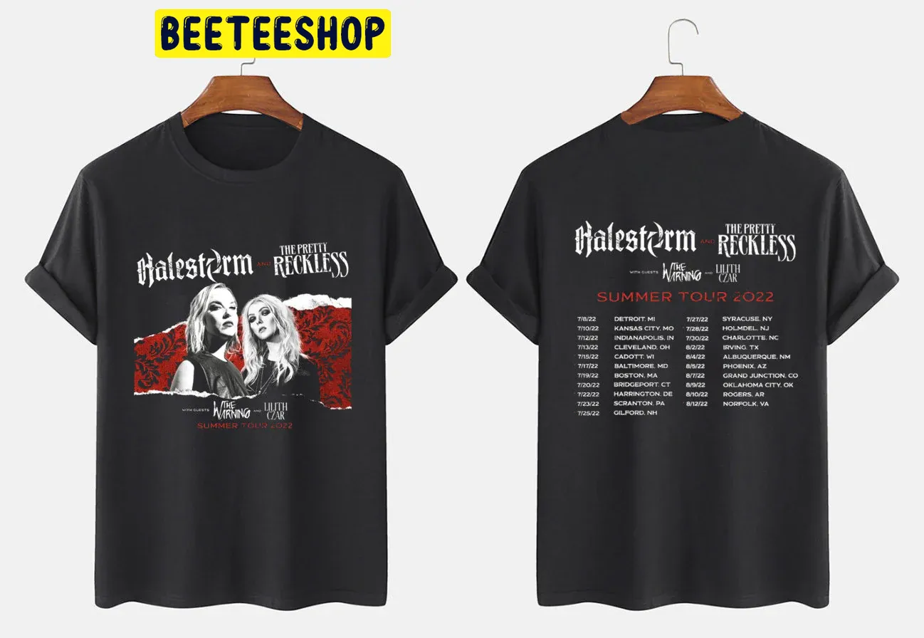 Halestorm And The Pretty Reckless Summer Tour 2022 Double Sided Unsiex T-Shirt