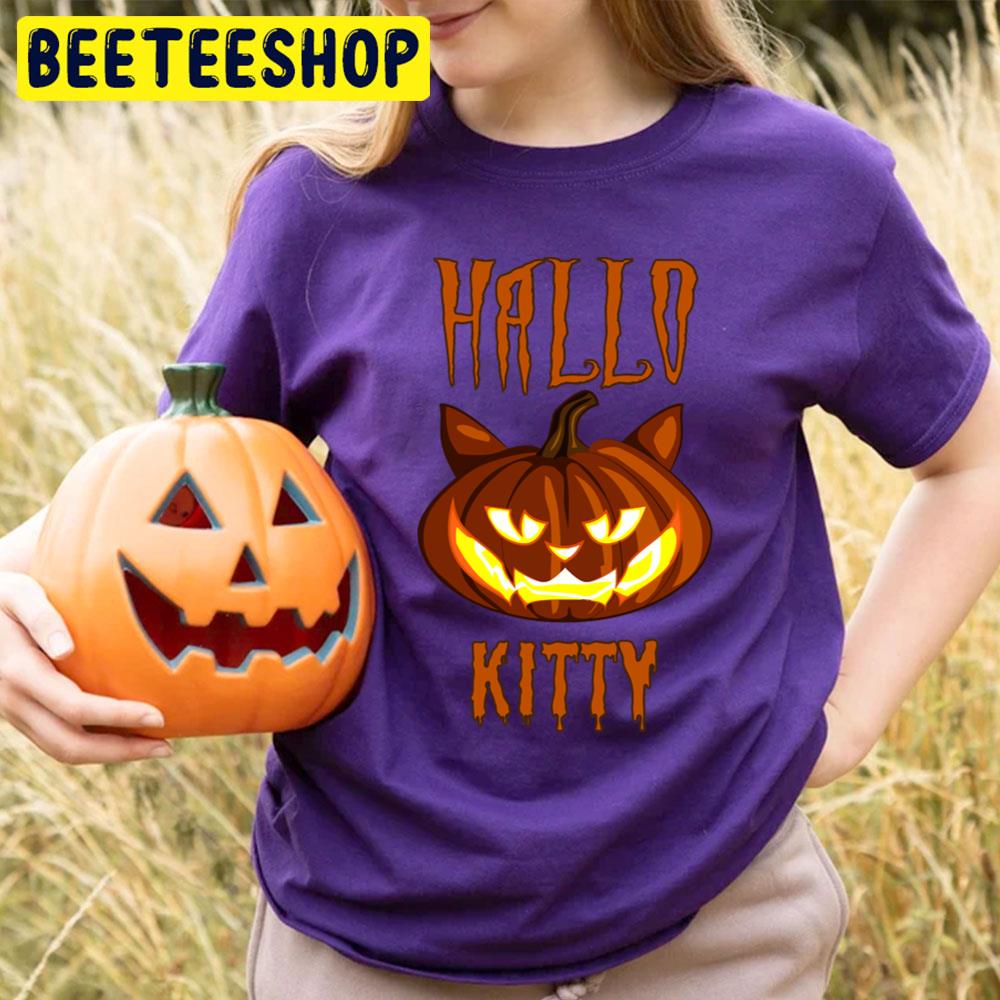 Hallo Kitty Cartoon Design Halloween Trending Unisex T-Shirt