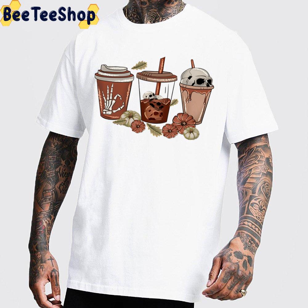 Halloween Horror Coffee Skull And Pumpkin Trending Unisex T-Shirt