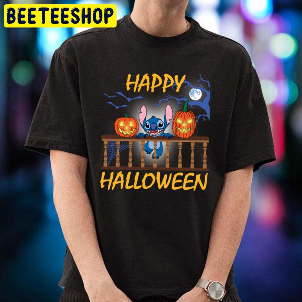 Happy Halloween Stitch And Pumpkin Trending Unisex T-Shirt