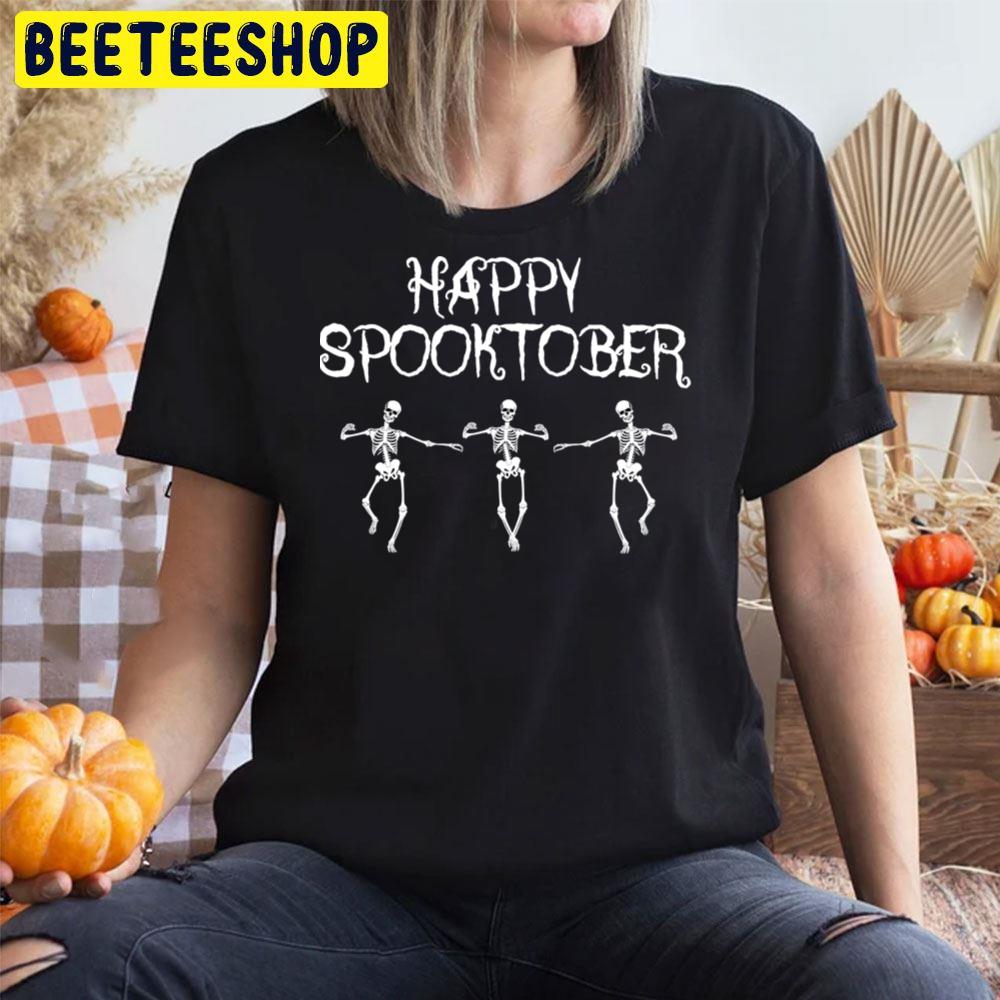 Happy Spooktober Dancing Skeletons Halloween Trending Unisex T-Shirt