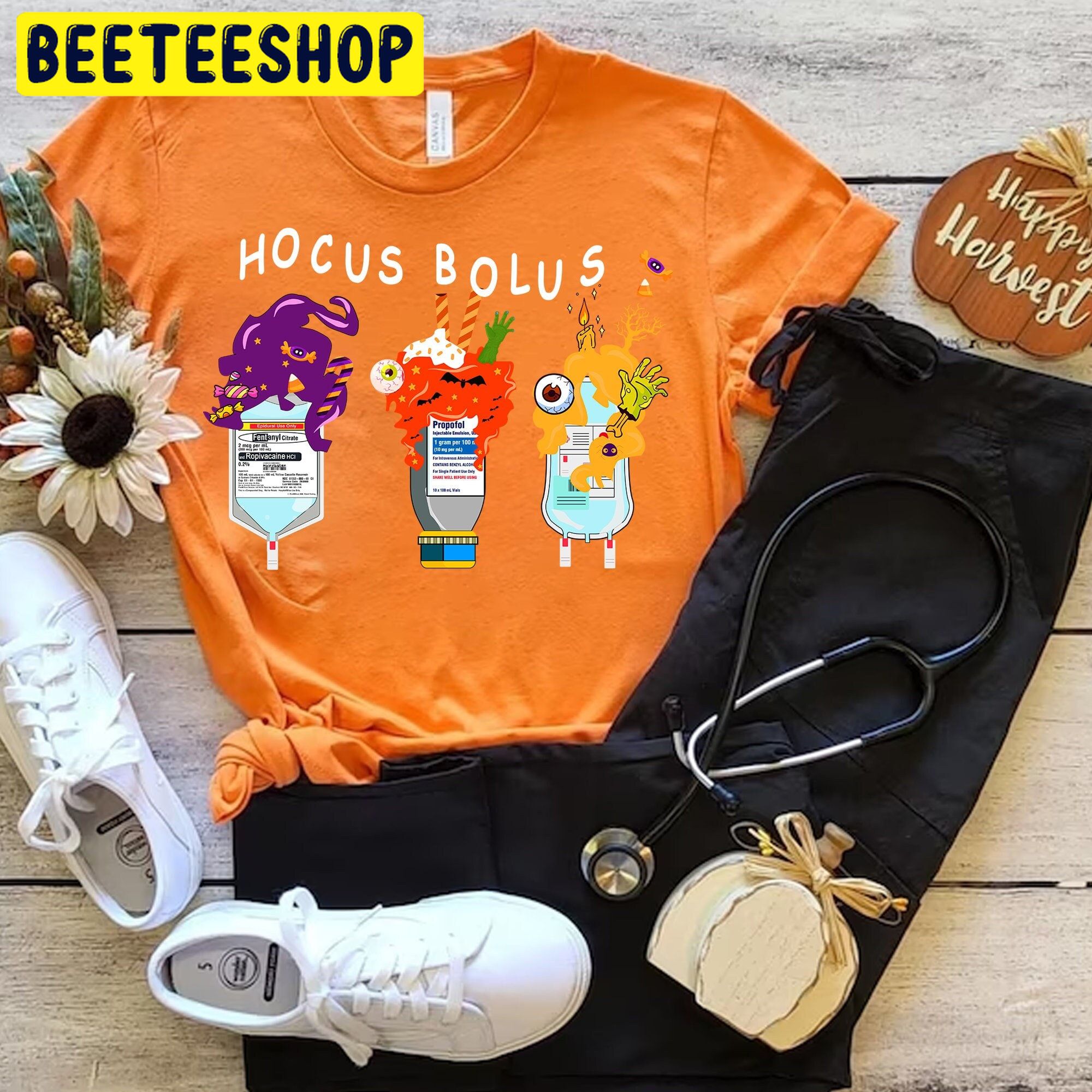 Hocus Bolus Funny Nurse Halloween Propofol Fentany Trending Unisex Shirt