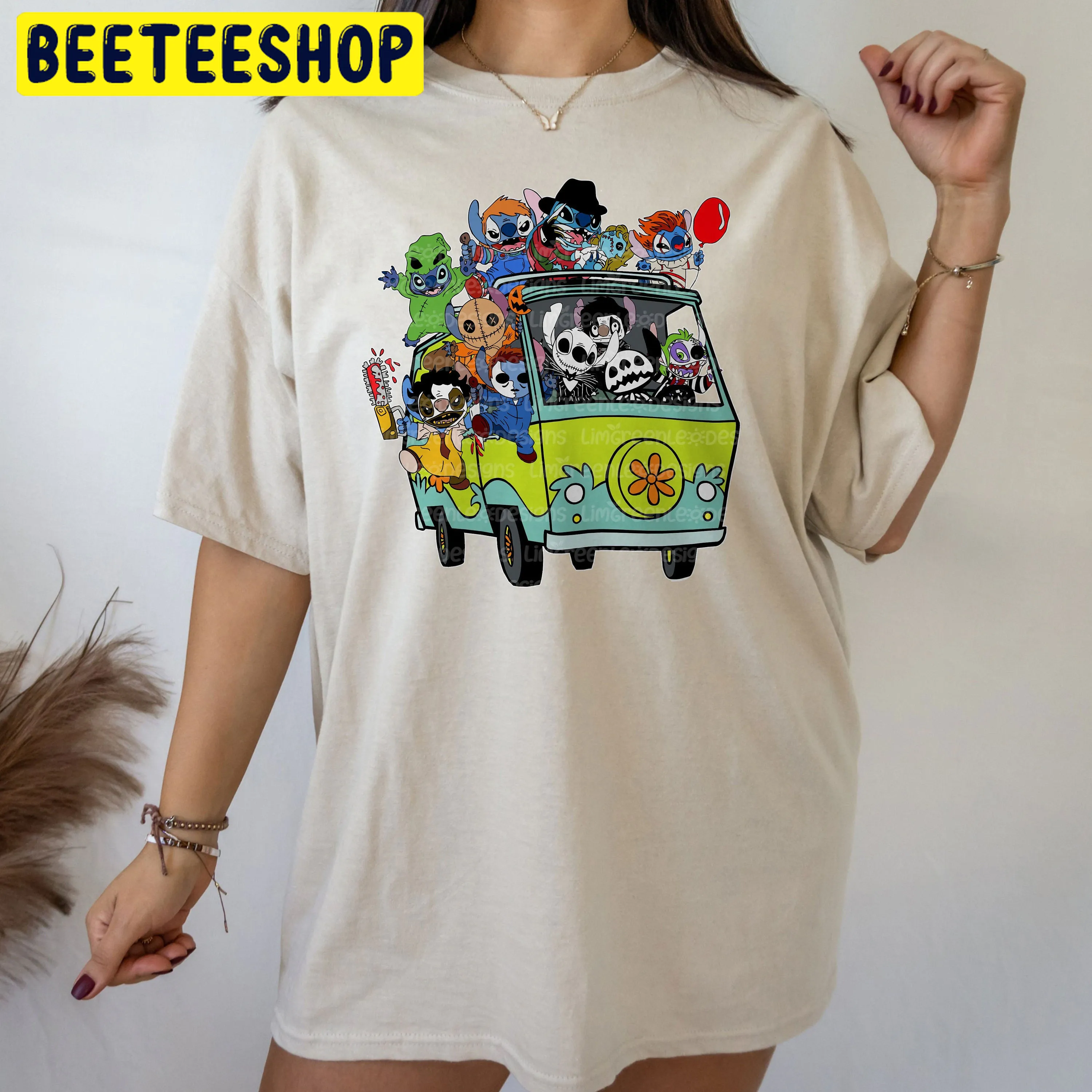 Horror Character Disney In Hippie Car Halloween Unisex T-Shirt