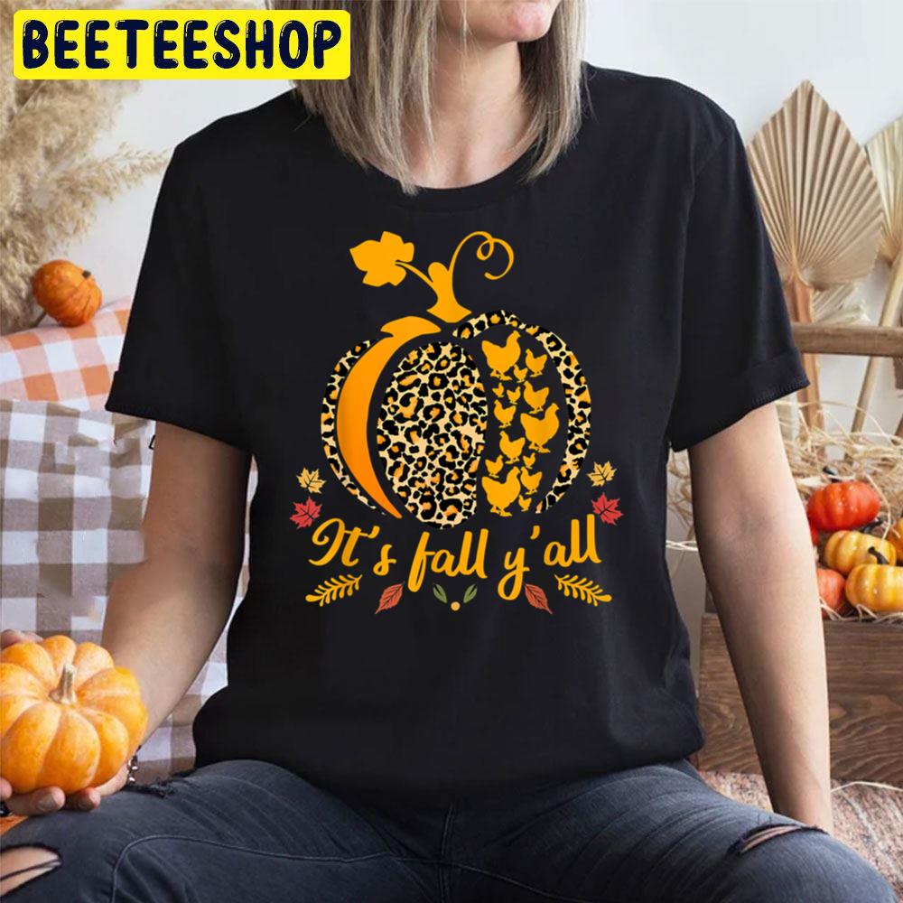 It’s Fall Y’all Pumpkin Leopard Pattern Halloween Trending Unisex T-Shirt