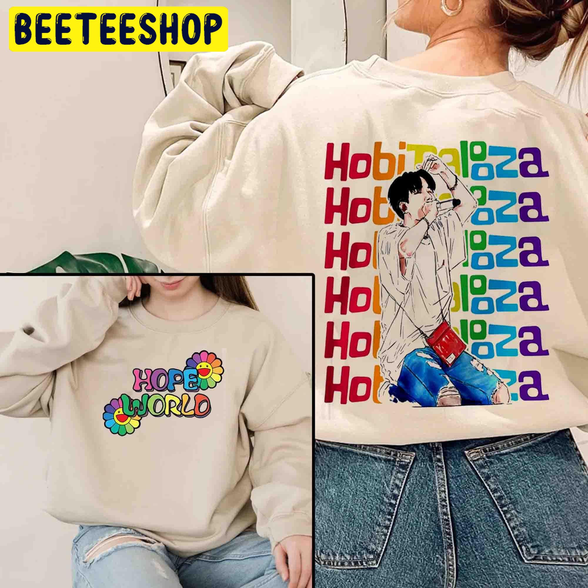 J Hope Lollapalooza Tour 2022 Colorful Art Double Sided Unsiex Sweatshirt