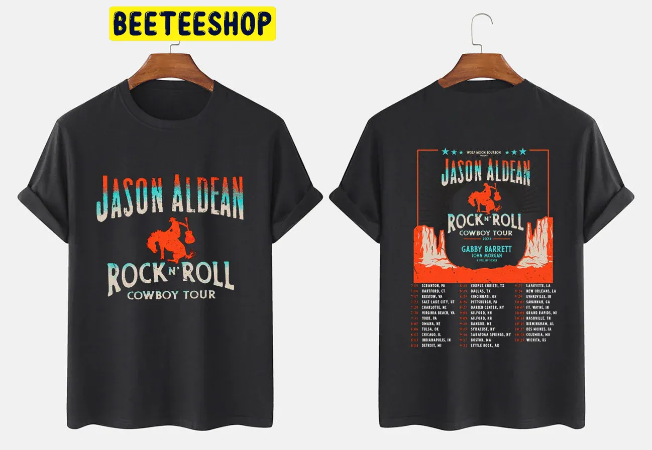 Jason Aldean Rock N Roll Cowboy Tour 2022 Double Sided Unsiex T-Shirt