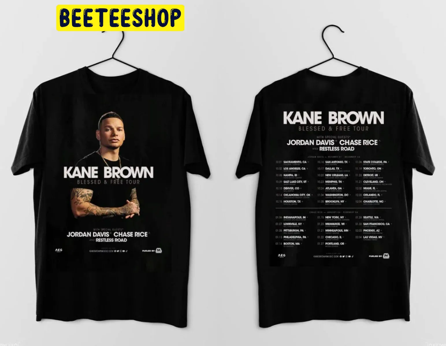 Kane Brown 2021 Blessed And Free Tour Double Side Unisex T-Shirt