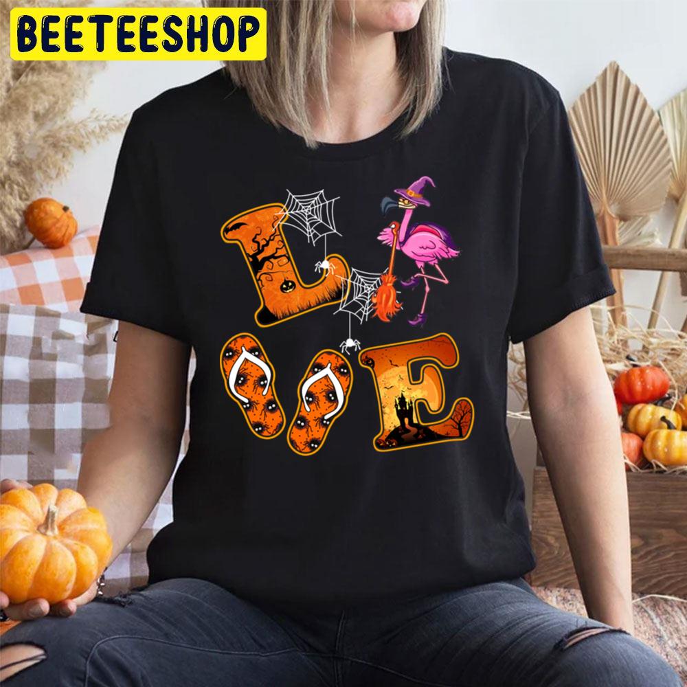 Love Flamingos Witch Halloween Trending Unisex T-Shirt