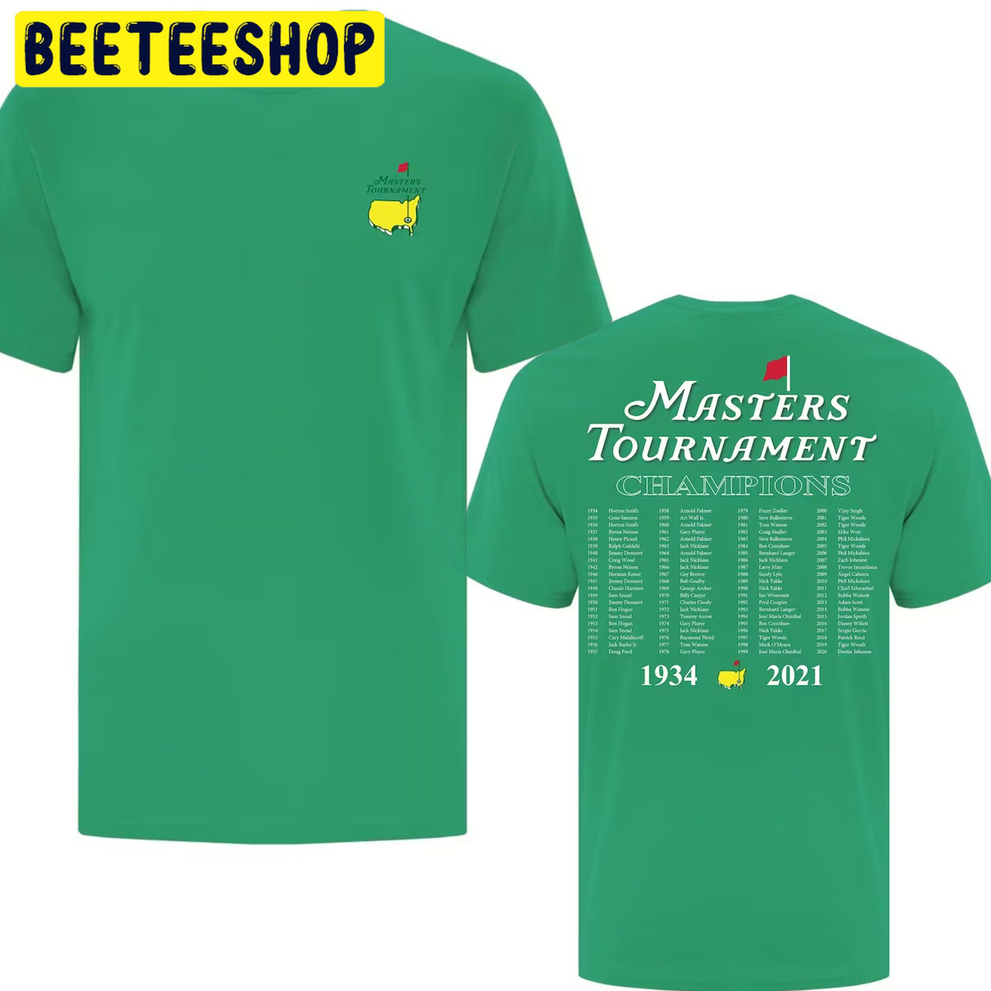Masters Tournament Champions List 1934 2021 Double Sided Unsiex TShirt
