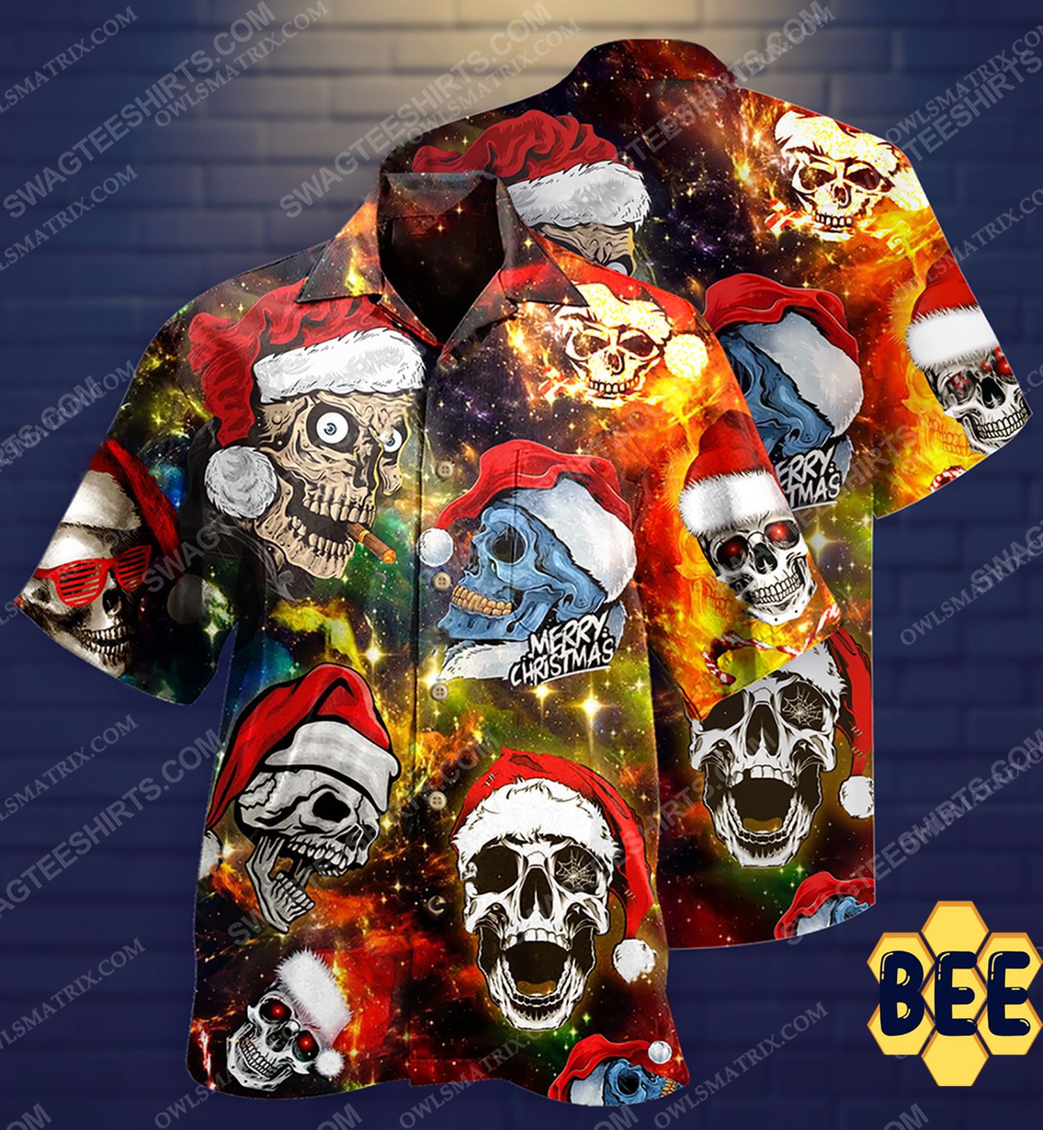 Merry Christmas And Skull Galaxy ?full Print Trending Hawaiian Shirt