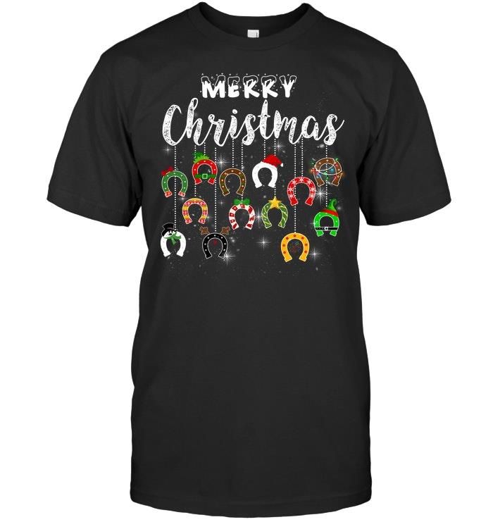 Merry Christmas Horsehoes Horse Racing Lovers Polo Equestrians Holiday Noel Xmas Shirts All Over Print Shirt  T-shirt